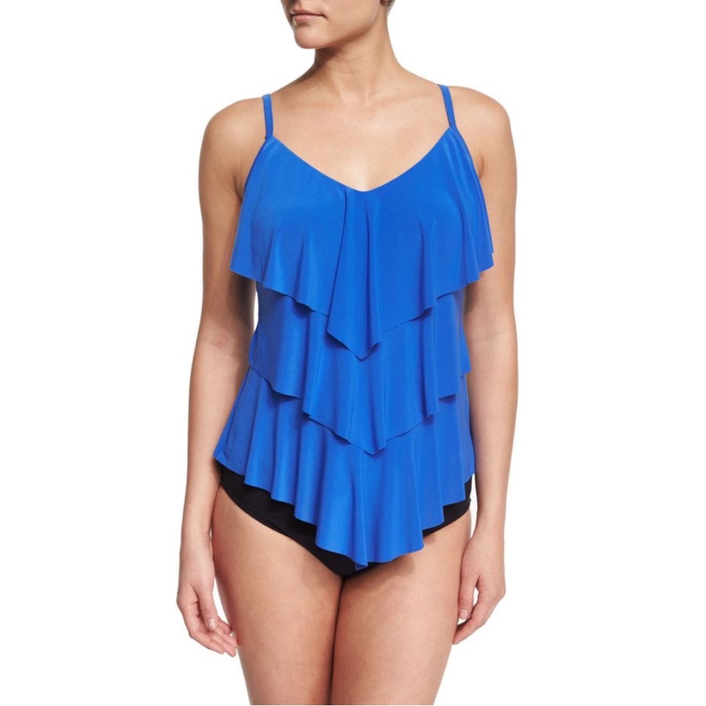 Magicsuit By Miraclesuit Solid Rita Wireless Tiered Tankini Swim Top In Blue